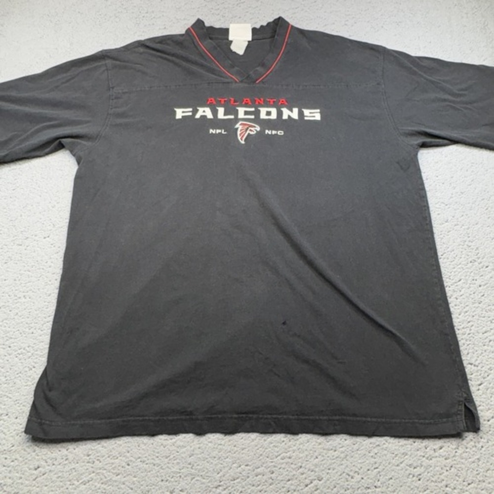 VINTAGE‎ Atlanta Falcons Shirt Mens 2XL XXL Black Red NFL Football V-Neck Fader